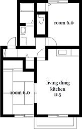 セジュールM2 2LDKの間取図画像