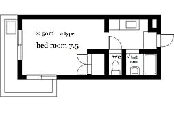 オクトワール宮崎西弐番館 ワンルームの間取図画像