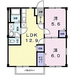ニューシティー黒木 2LDKの間取図画像