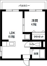 恒南コーポ 1LDKの間取図画像