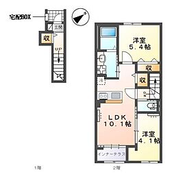トライアングルテラス 2LDKの間取図画像