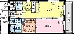 CrossYs中西町 1LDKの間取図画像