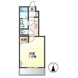 スイートアリッサム秋桜 1Kの間取図画像