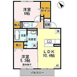 Tビレッジ 2LDKの間取図画像