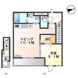 ポニョ・コンフィート 1LDKの間取図画像