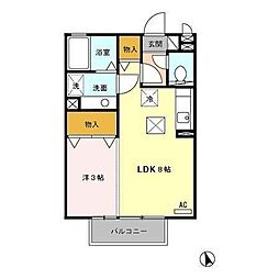 フルール芳士 1LDKの間取図画像