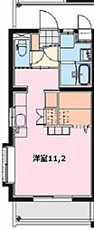 エンデバー ワンルームの間取図画像