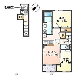 トライアングルテラス 2LDKの間取図画像