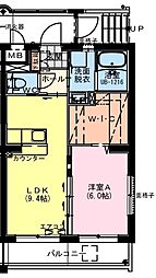 Vivido arcobaleno(ビビッド アルコバレーノ 1LDKの間取図画像