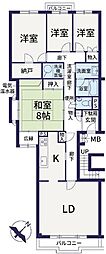 ヴァンヴェール鎌倉 4LDKの間取図画像
