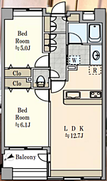 ドメス山下町ベイタワー 2Rの間取り