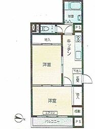 横浜根岸ダイヤモンドマンション 1DKの間取図画像