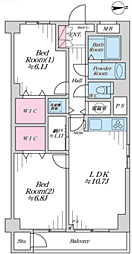 カマクラ大船コーポ 2LDKの間取図画像