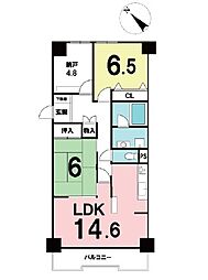 クリオ湘南・追浜サニークレスト 2SLDKの間取図画像