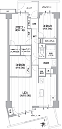 小田公園エルハイツ 3LDKの間取図画像