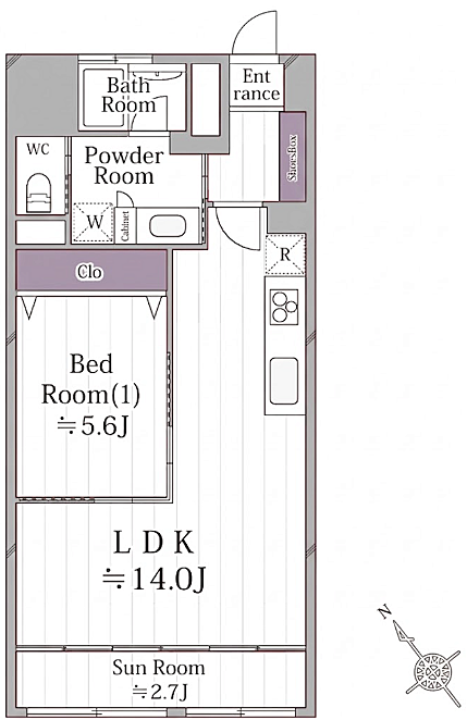 1LDK 間取り