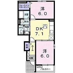 JR日豊本線 都城駅 バス17分 早鈴町下車 徒歩17分の賃貸アパート 1階2DKの間取り