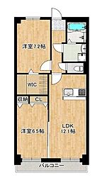 JR日豊本線 都城駅 徒歩9分の賃貸マンション 5階2LDKの間取り