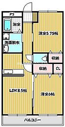 ライトプレイス 2LDKの間取図画像