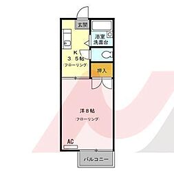 グリーンテラス都北 1Kの間取図画像