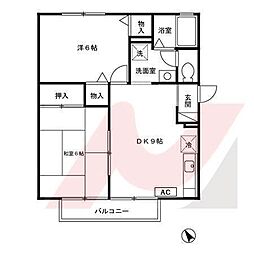 フローラ・ハイツ 2LDKの間取図画像