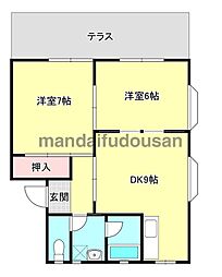 サコマ志比田コーポ 2DKの間取図画像