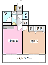 ラフィネエスパース 1LDKの間取図画像