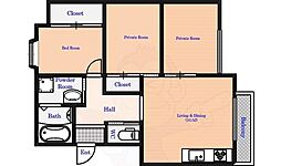 JR関西本線 法隆寺駅 徒歩24分の賃貸アパート 2階3LDKの間取り