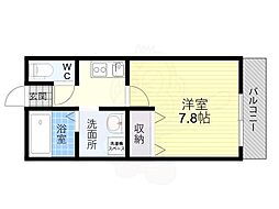 近鉄奈良線 富雄駅 徒歩3分の賃貸アパート 2階ワンルームの間取り