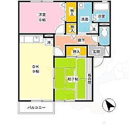 JR関西本線 大和小泉駅 徒歩5分の賃貸アパート 1階2DKの間取り