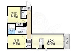 近鉄奈良線 大和西大寺駅 バス11分 平城中山北口下車 徒歩3分の賃貸アパート 2階2LDKの間取り