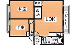近鉄奈良線 生駒駅 徒歩18分の賃貸アパート 1階2LDKの間取り