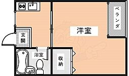 近鉄奈良線 富雄駅 徒歩10分の賃貸アパート 2階1Kの間取り