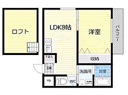 近鉄奈良線 富雄駅 徒歩12分の賃貸マンション 5階1LDKの間取り