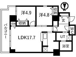 シティコート目黒4号棟 2LDKの間取図画像