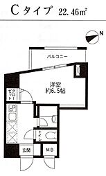 レジディア東品川 1Kの間取図画像