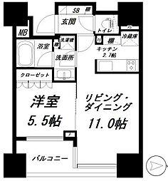 クレヴィア恵比寿 1LDKの間取図画像
