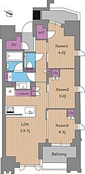ザ・マジェスティコート目黒 3LDKの間取図画像