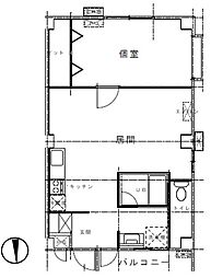 プレース柿の木坂 1LDKの間取図画像