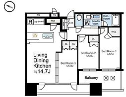 シティタワー大井町 3LDKの間取図画像