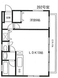 ローゼンハイム三軒茶屋 1LDKの間取図画像