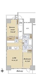 オープンレジデンシア麻布六本木 1SLDKの間取図画像