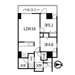 シティコート目黒2号棟 2LDKの間取図画像