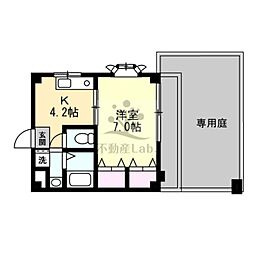 カサデコモド 1Kの間取図画像