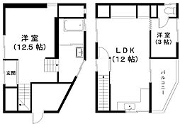 京阪京津線 追分駅 徒歩22分の賃貸一戸建て 2LDKの間取り