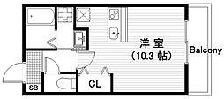 メゾンヤママス 1Kの間取図画像