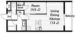ビーコンヒル 1LDKの間取図画像