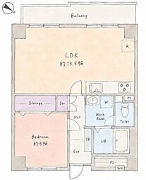 向島パークハイツ 1LDKの間取図画像