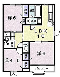 ラヴィーナ 2階2LDKの間取り