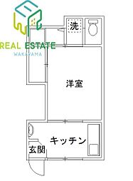 JR紀勢本線 箕島駅 徒歩35分の賃貸マンション 2階1Kの間取り